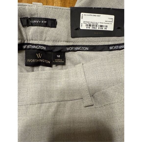 Worthington Curvy Fit Trouser Leg - Light Heather Gray Pants Size 12 - Picture 5 of 9
